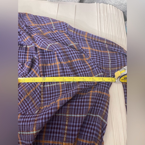 Free People Break My Stride Cotton Gauze Oversized Purple & Gold Button Down L - Picture 10 of 12